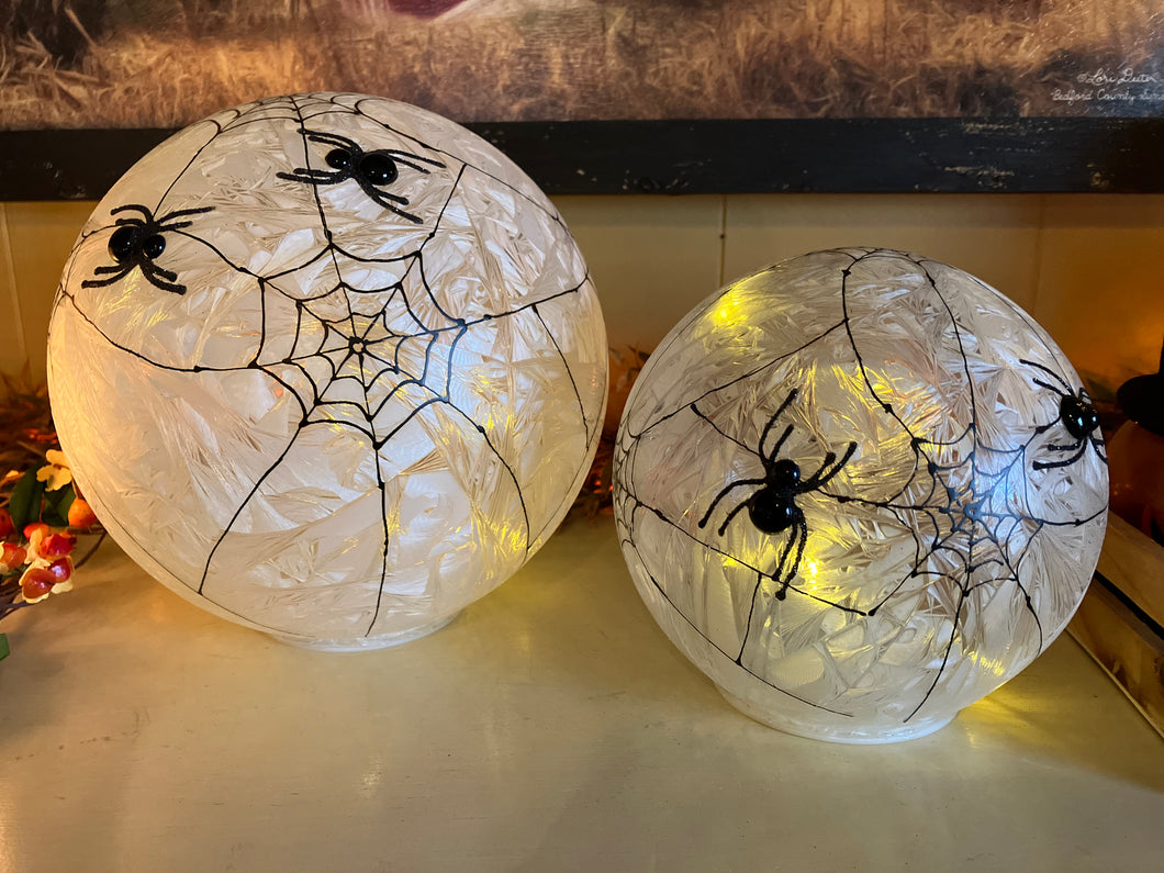 Frosted Glass LED Spiderweb Globes